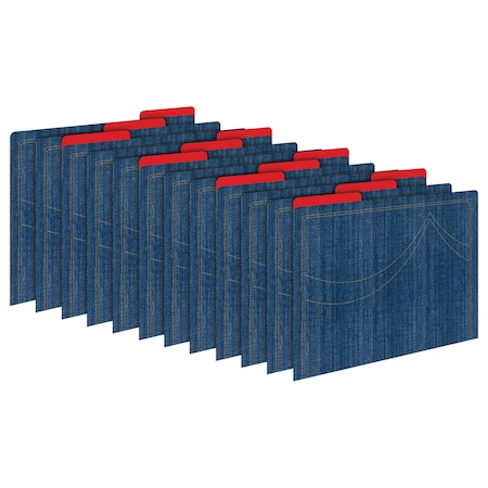 Barker Creek Denim Designer Letter Size File Folders, 12/Package 1302